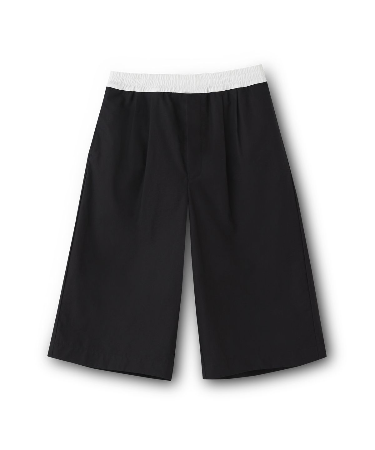 하이투(HYIIⁿ) UNISEX 칼라블럭 웨이스트밴드 와이드 카프리 팬츠 [블랙]