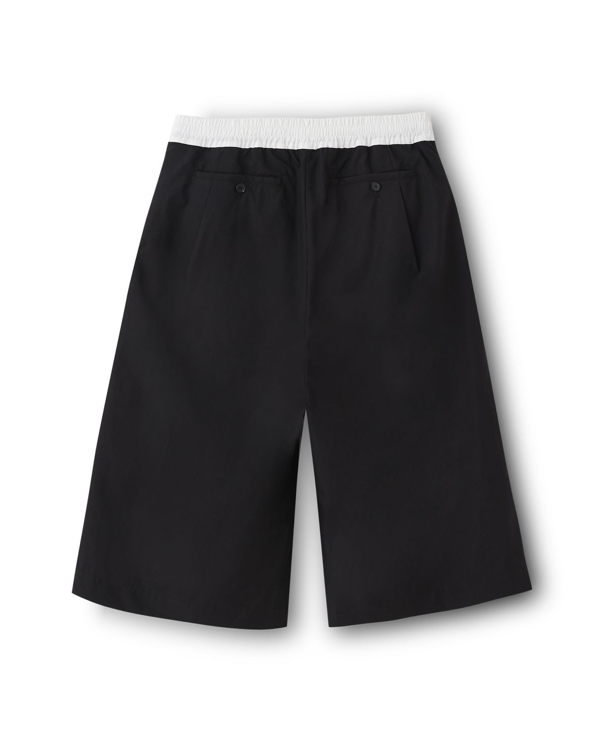 하이투(HYIIⁿ) UNISEX 칼라블럭 웨이스트밴드 와이드 카프리 팬츠 [블랙]