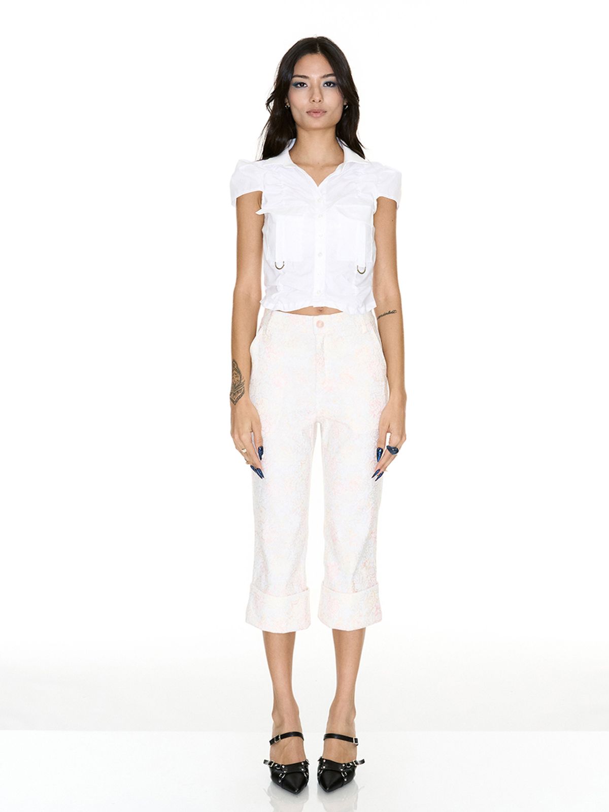 쎄쎄쎄(SETSETSET) TAS SHIRRING CARGO SHIRT WHITE