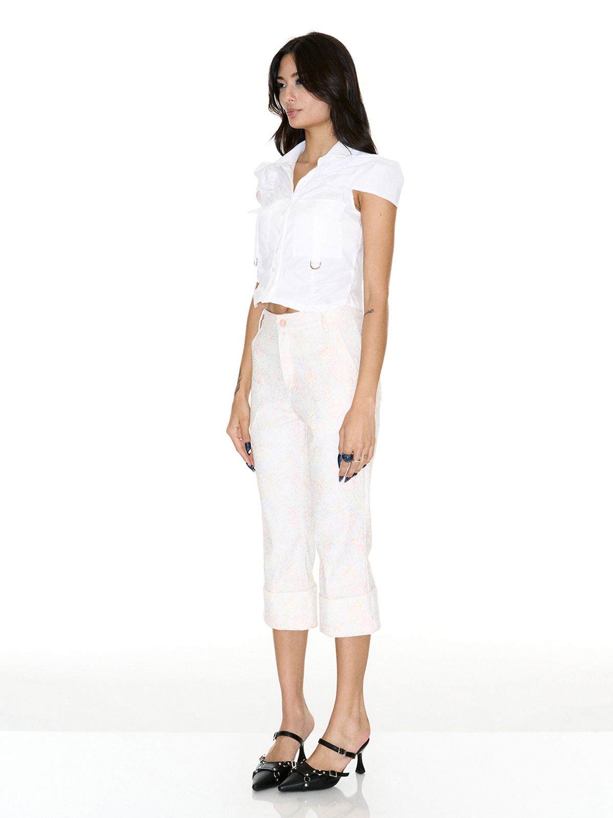 쎄쎄쎄(SETSETSET) TAS SHIRRING CARGO SHIRT WHITE