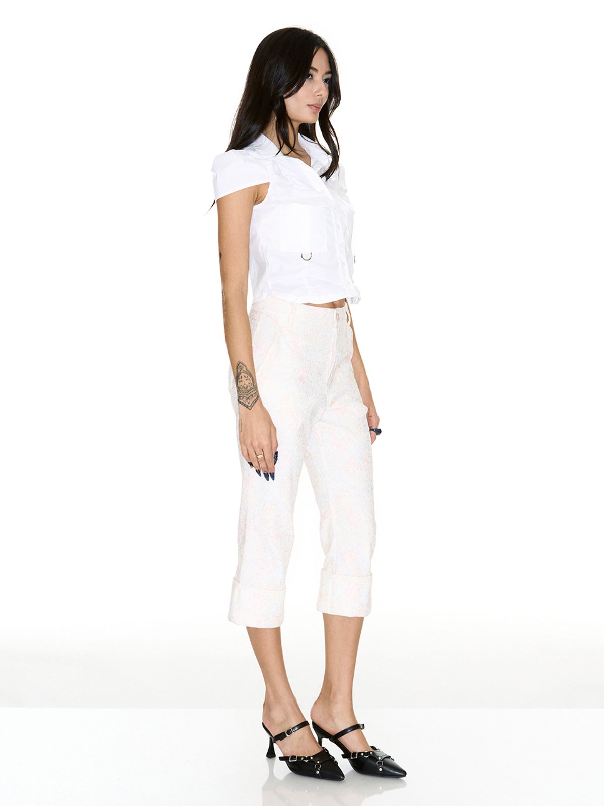 쎄쎄쎄(SETSETSET) TAS SHIRRING CARGO SHIRT WHITE