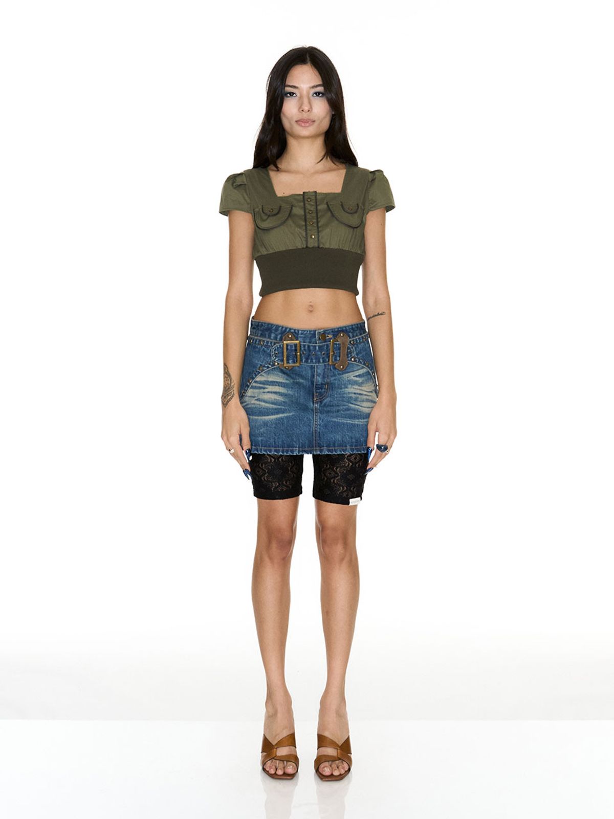 쎄쎄쎄(SETSETSET) LEONIE CAP SLEEVE BLOUSE KHAKI