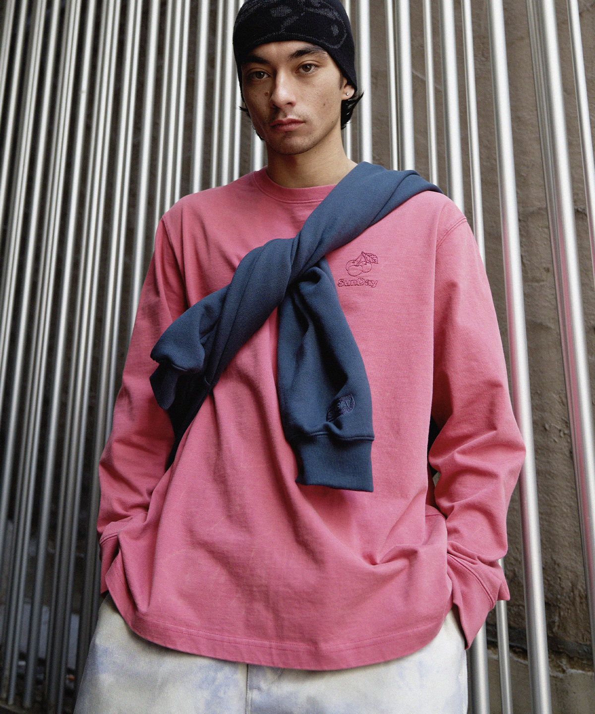 선데이후르츠마켓(SUNDAY FRUIT MARKET) CHERRY WASHED LS TEE PINK