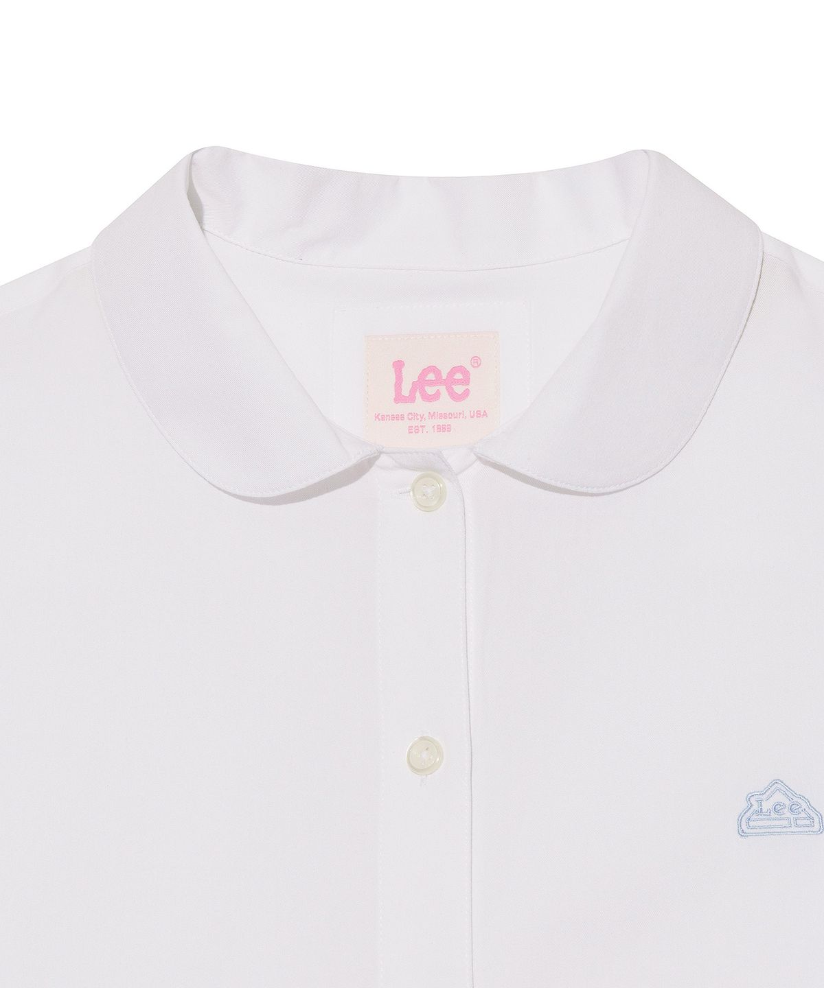 리(LEE) 우먼 라운드 카라 반팔 셔츠 화이트
