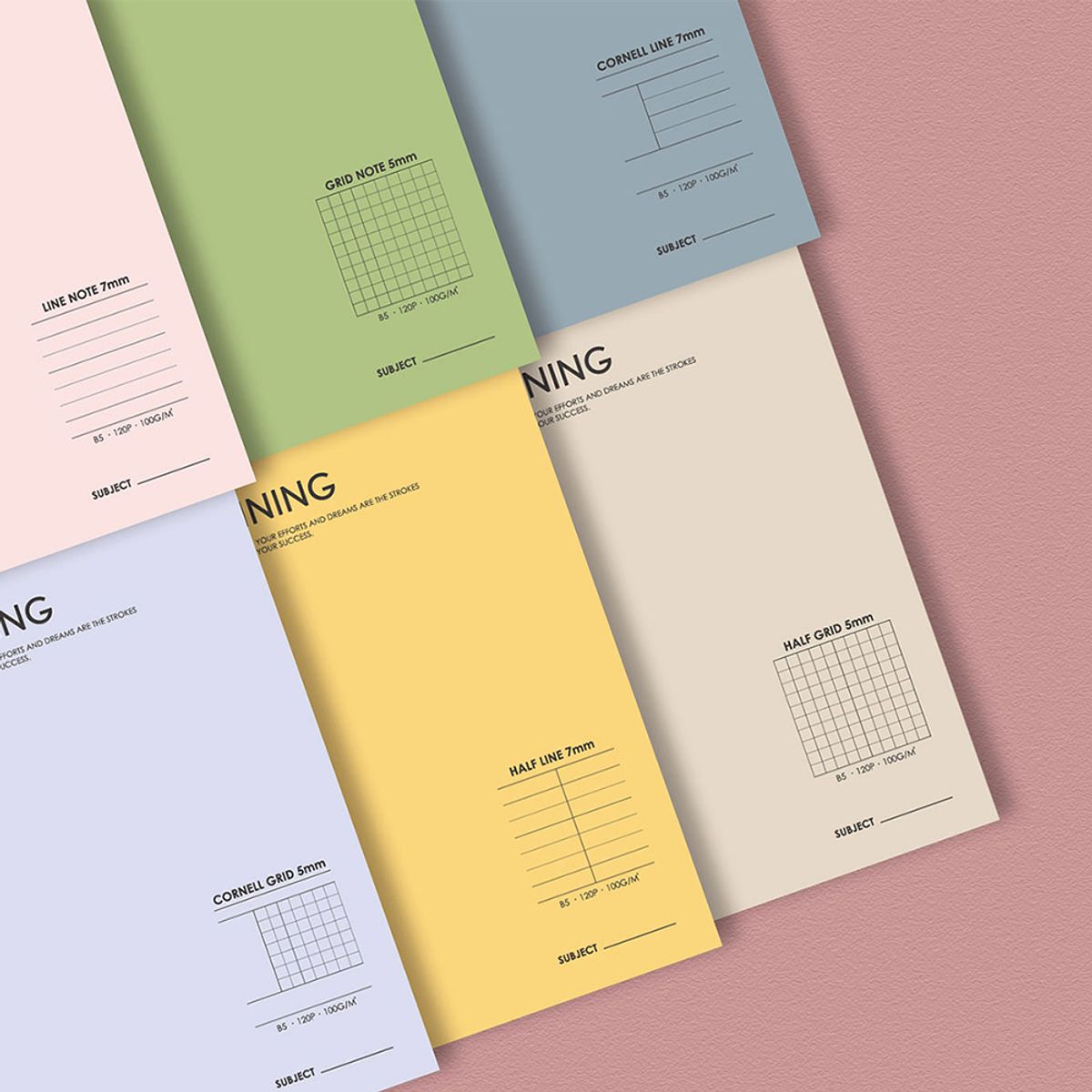 7321디자인(7321DESIGN) [4권세트] 비기닝 트윈링노트 B5 - 유선 모눈 코넬 가이드 스프링 공책