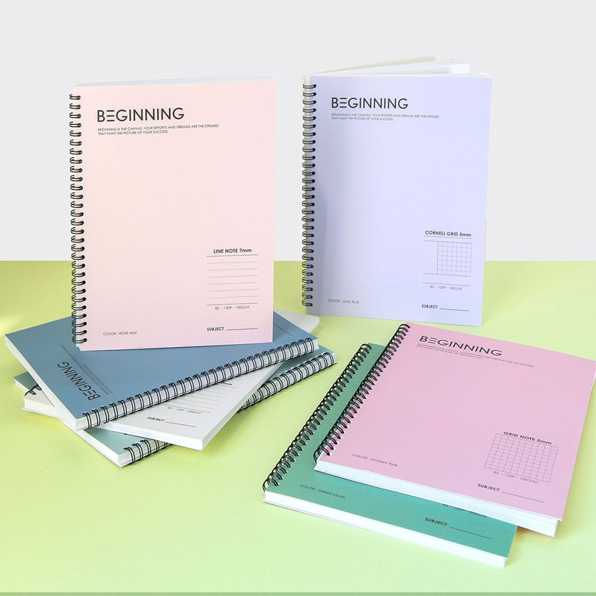 7321디자인(7321DESIGN) [4권세트] 비기닝 트윈링노트 B5 - 유선 모눈 코넬 가이드 스프링 공책