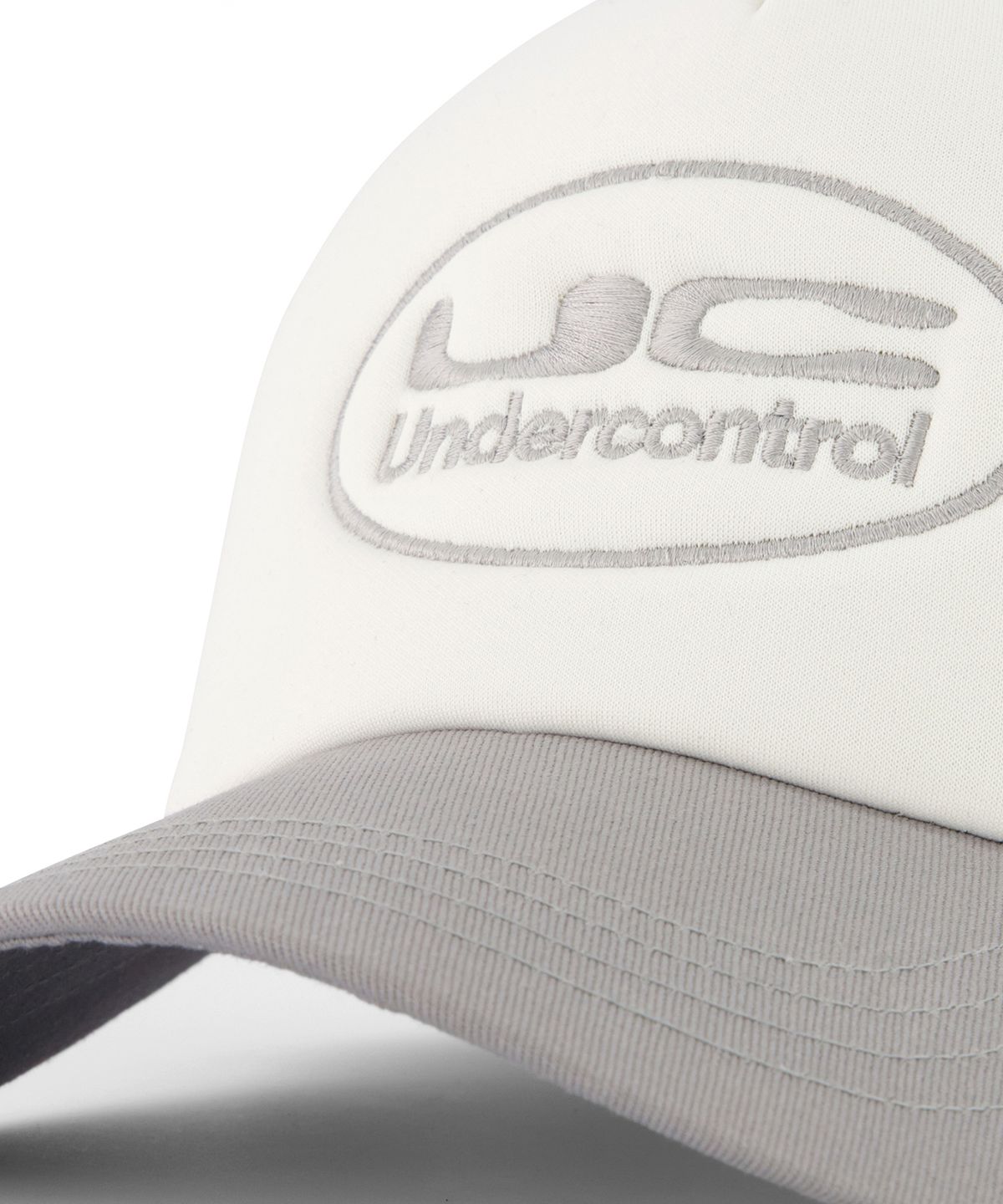 언더컨트롤(UNDERCONTROL) 여름 메쉬 햇빛 차단 로고 배색 볼캡 남녀공용 야구모자 UC CIRCLE / MESH TRUCKER B B / P GREY