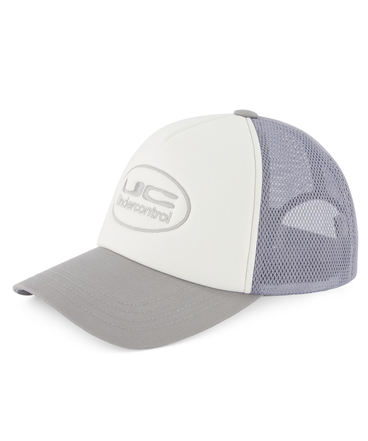 언더컨트롤(UNDERCONTROL) 여름 메쉬 햇빛 차단 로고 배색 볼캡 남녀공용 야구모자 UC CIRCLE / MESH TRUCKER B B / P GREY