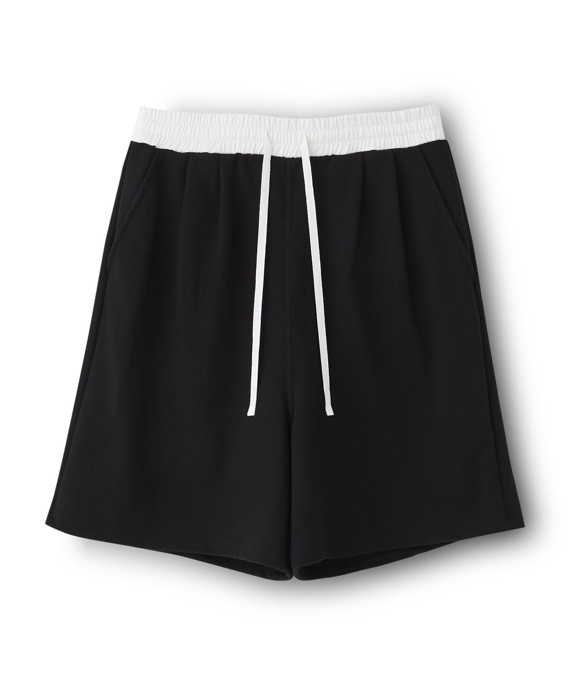 하이투(HYIIⁿ) UNISEX 칼라블럭 웨이스트밴드 스웻쇼츠 [블랙]