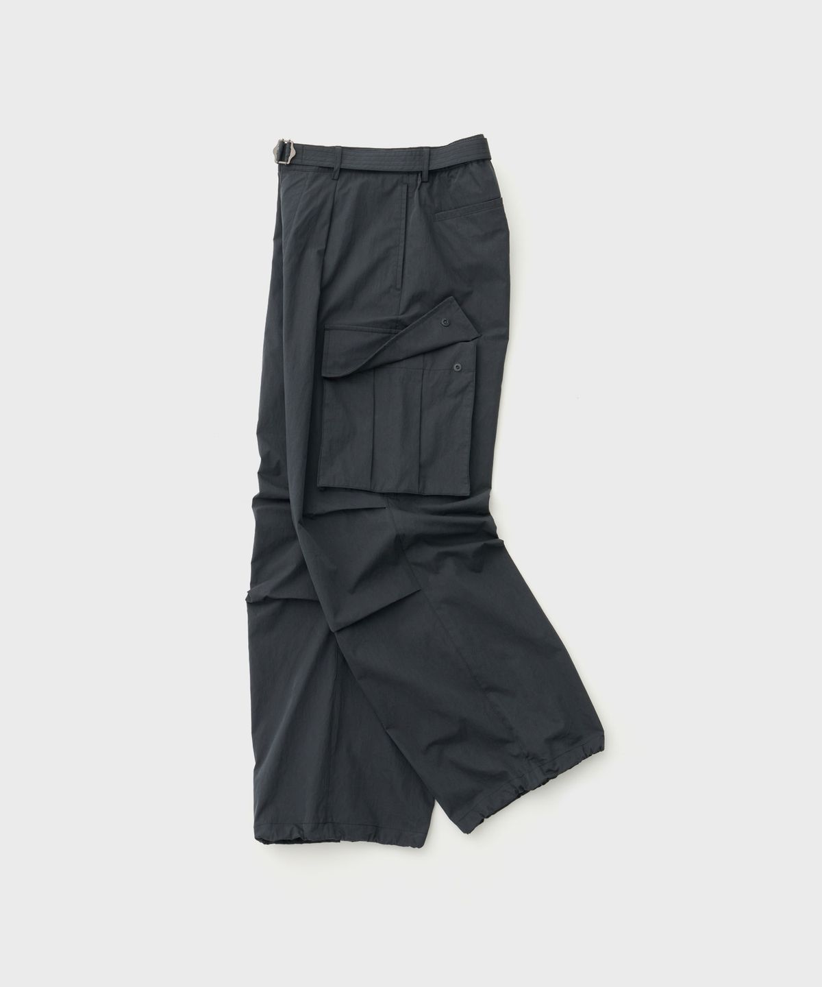 어나더 오피스(ANOTHER OFFICE) Parachute Belted Pants (Charcoal Navy)