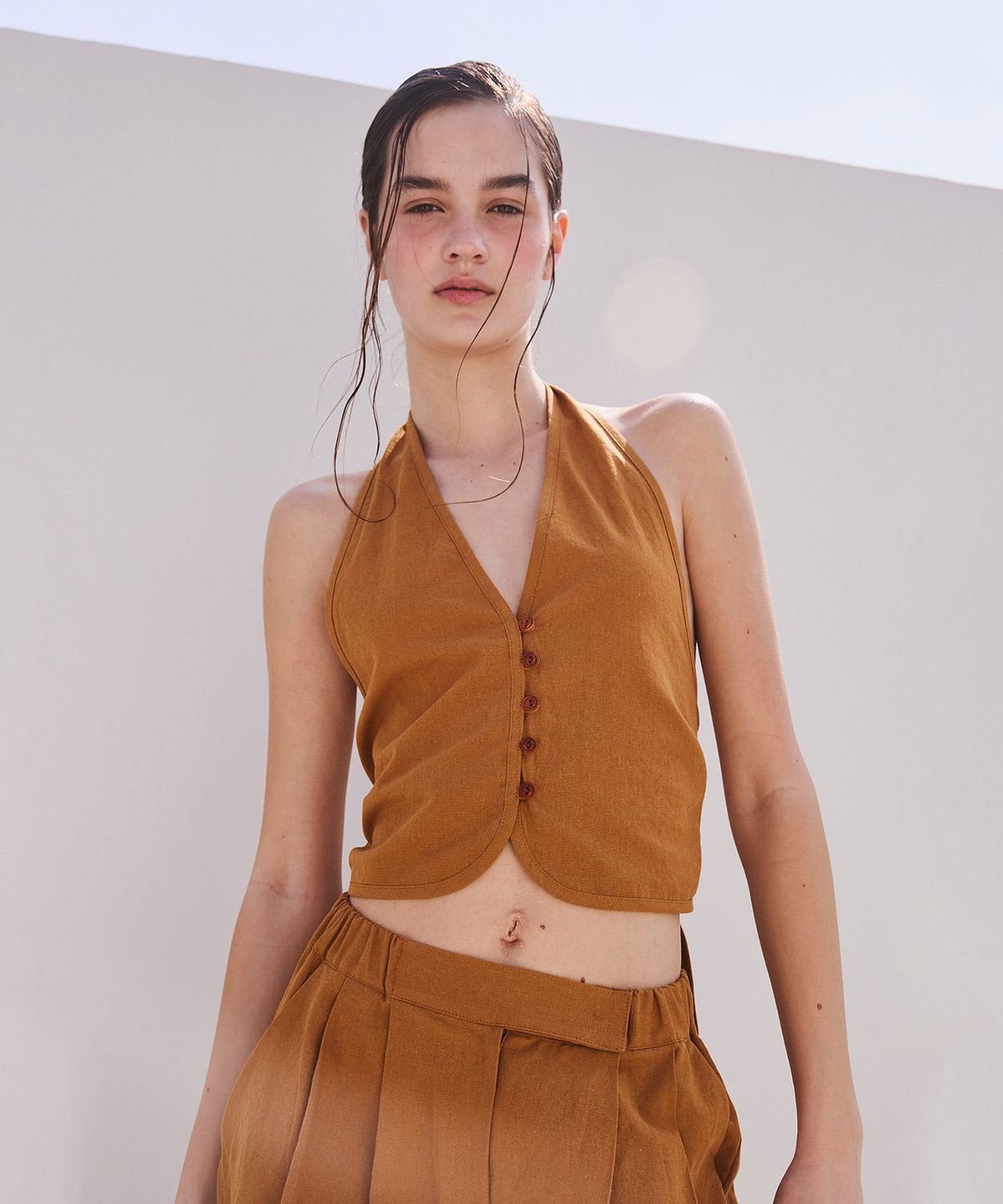 아템포(ATEMPO) LINEN RESORT SET-UP_brown