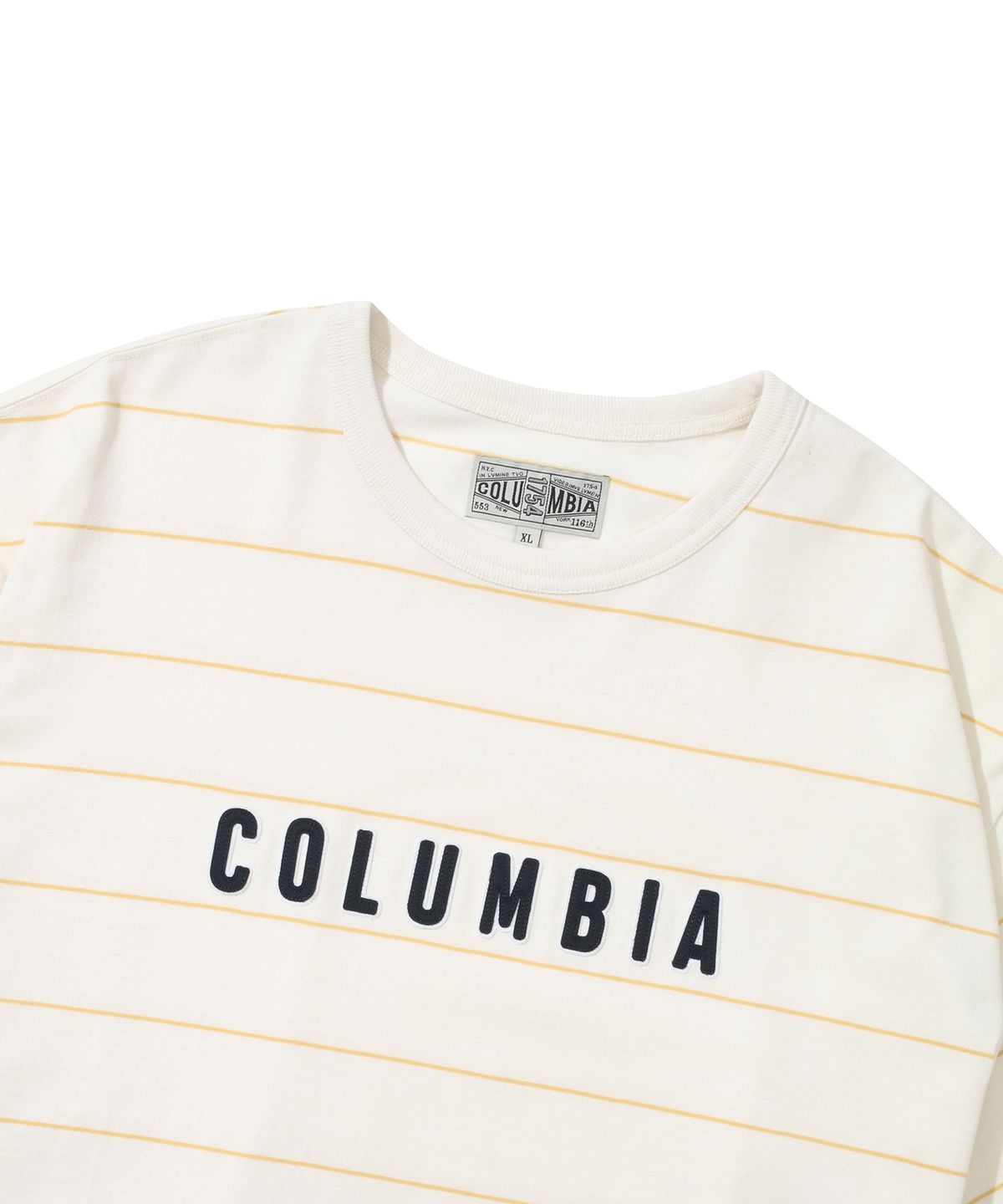컬럼비아 유니버시티(COLUMBIA UNIVERSITY) SIMPLE LOGO STRIPE S/S T-SHIRTS 크림