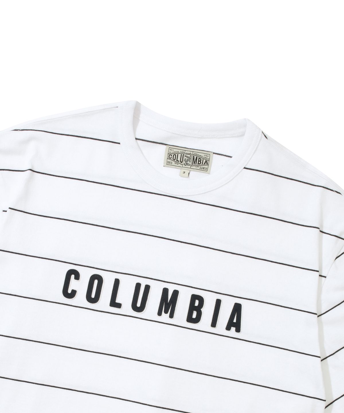컬럼비아 유니버시티(COLUMBIA UNIVERSITY) SIMPLE LOGO STRIPE S/S T-SHIRTS 화이트