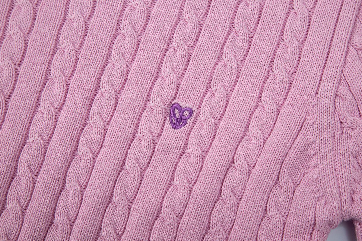 샐러드바구니(SALAD BAGUNI) Unbal Cable Round Knit - pink