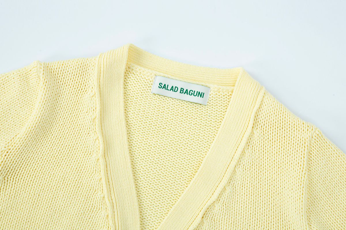 샐러드바구니(SALAD BAGUNI) cotton Cardigan Setup - yellow