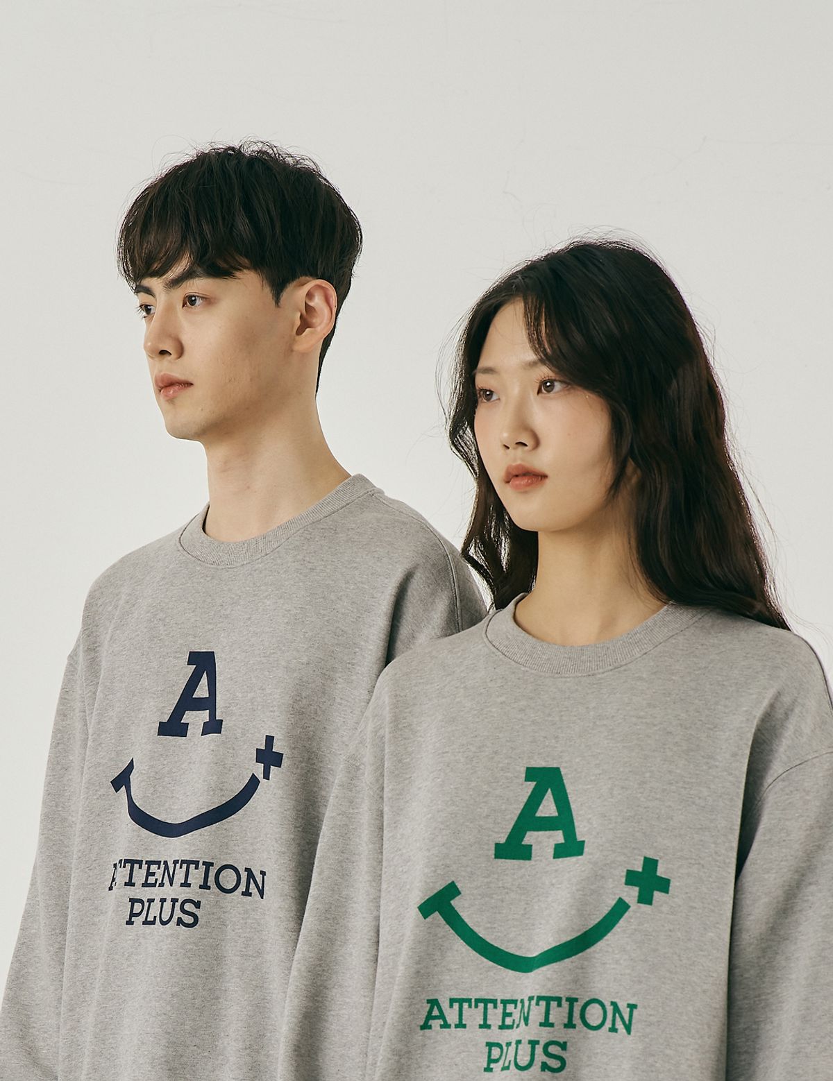 어텐션플러스(ATTENTIONPLUS) 남녀공용 오버핏 맨투맨(A플러스)