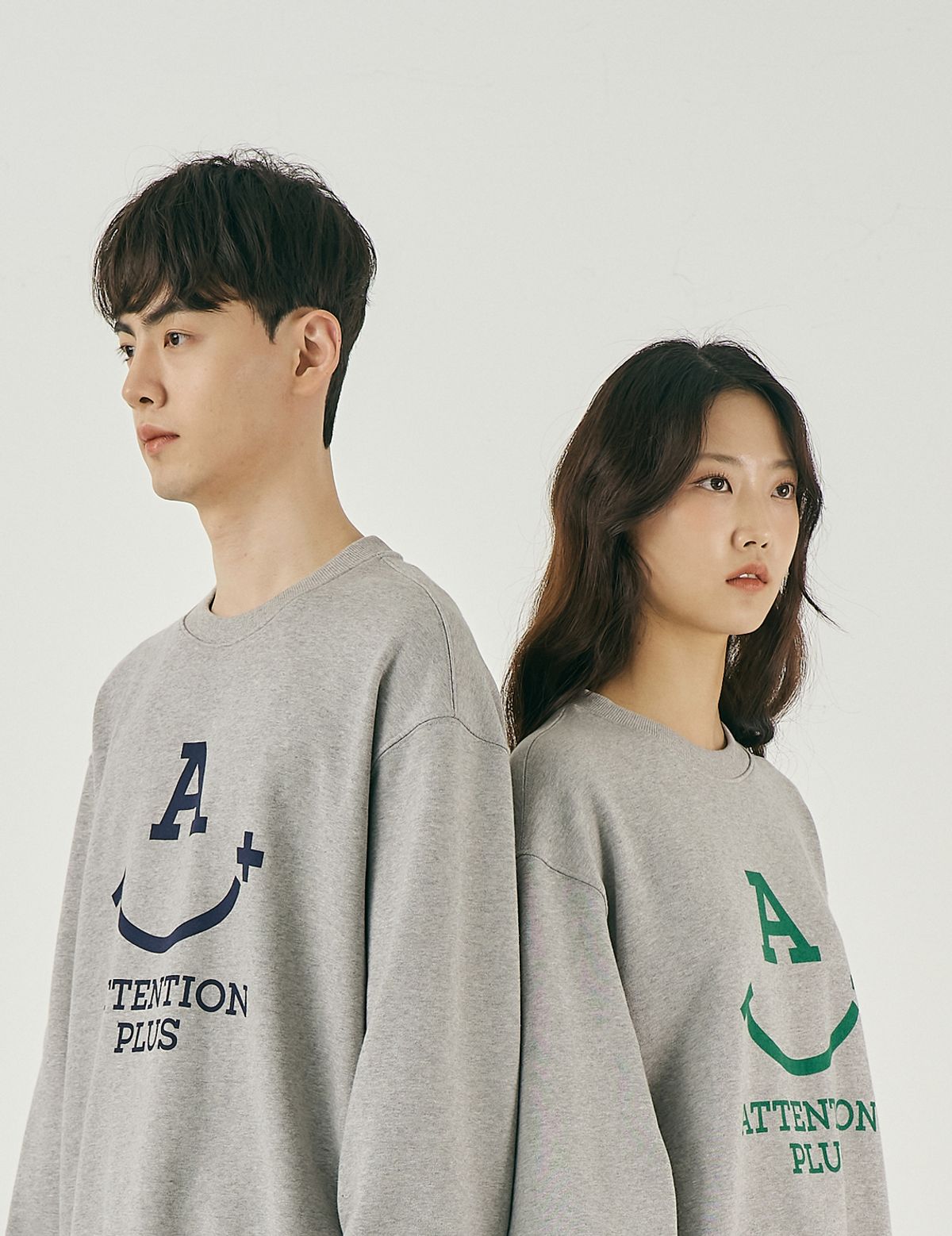어텐션플러스(ATTENTIONPLUS) 남녀공용 오버핏 맨투맨(A플러스)