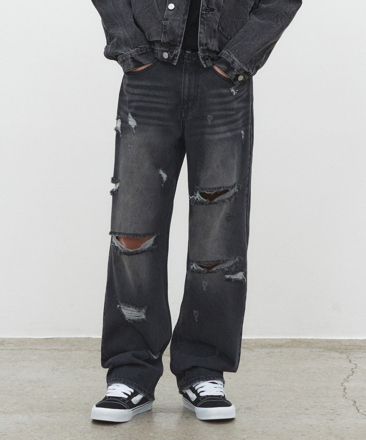 데케트(DECET) Both Sides Destroy Jeans DCPT037BlackB