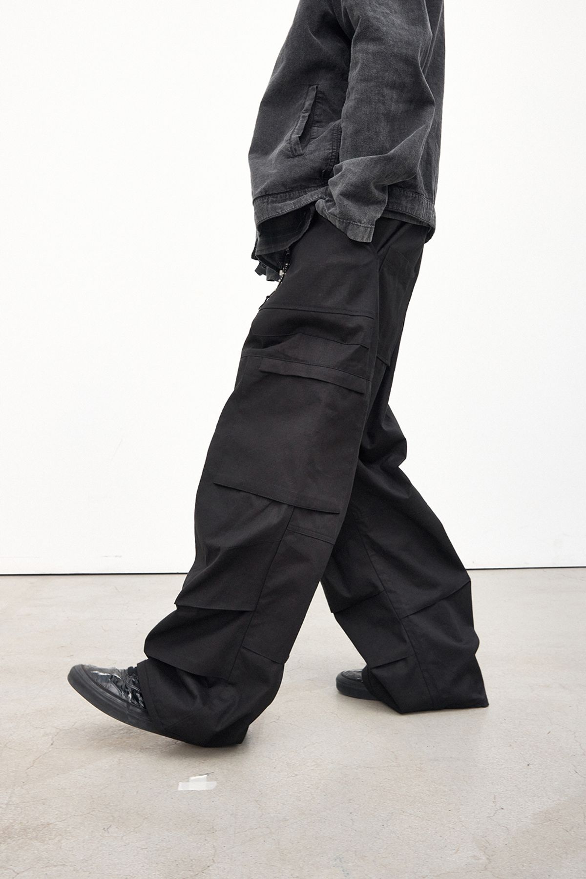 해칭룸(HATCHINGROOM) Fatigue Over Pants Ripstop Black
