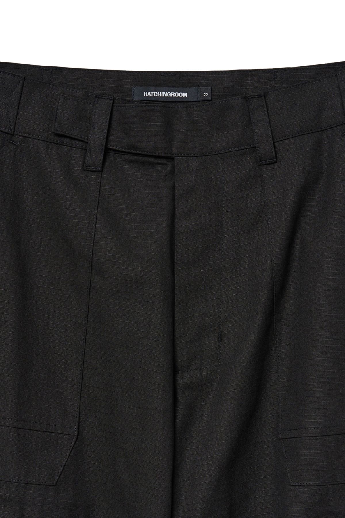 해칭룸(HATCHINGROOM) Fatigue Over Pants Ripstop Black