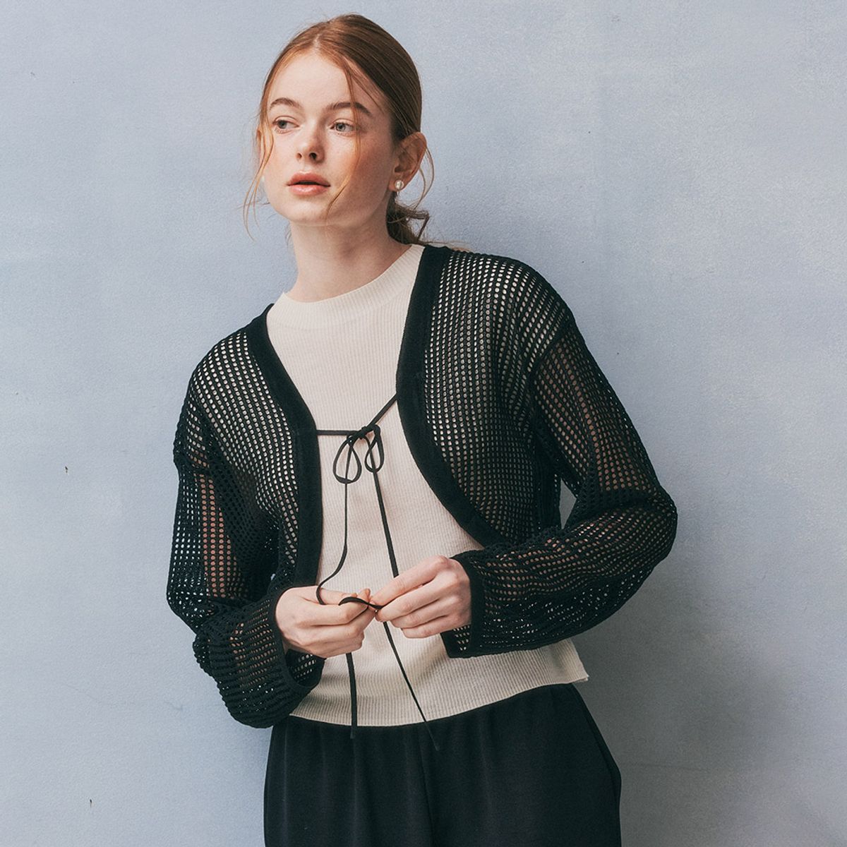 웬스데이딜라잇(WEDNESDAY DELIGHT) WD_String bolero cardigan_BLACK