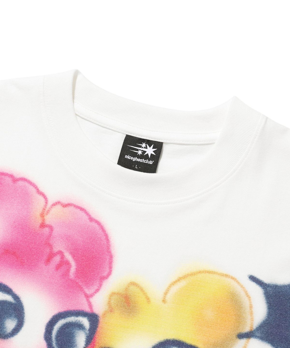 나이스고스트클럽(NICEGHOSTCLUB) BUNNY BEAR SPRAY ART BIG BIG TEE_WHITE(NG2FMUT509A)