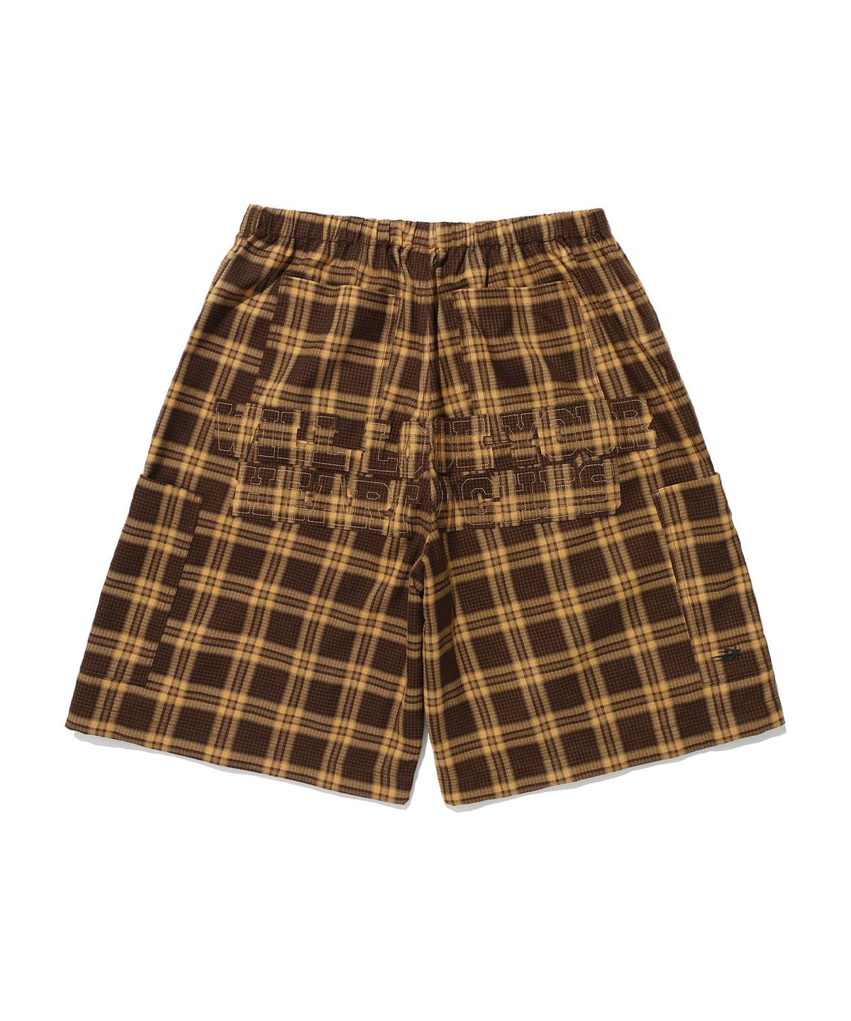 나이스고스트클럽(NICEGHOSTCLUB) CHECK PARACHUTE CARGO SHORTS_BROWN(NG2ESUPA60A)