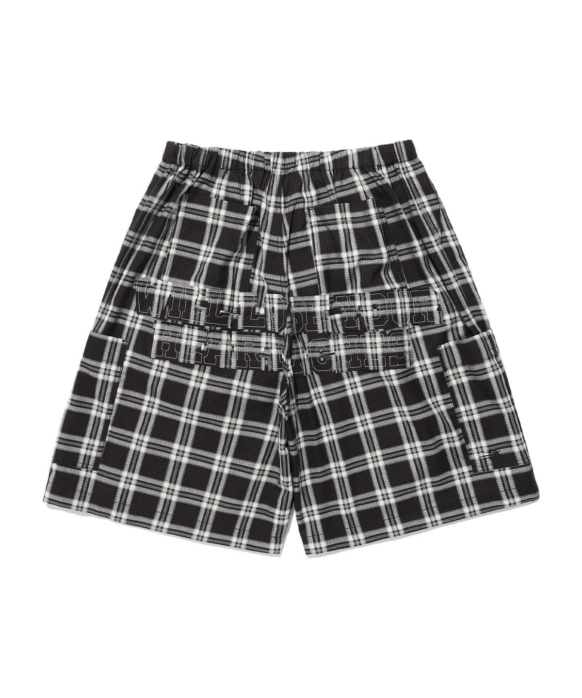 나이스고스트클럽(NICEGHOSTCLUB) CHECK PARACHUTE CARGO SHORTS_BLACK(NG2ESUPA60A)