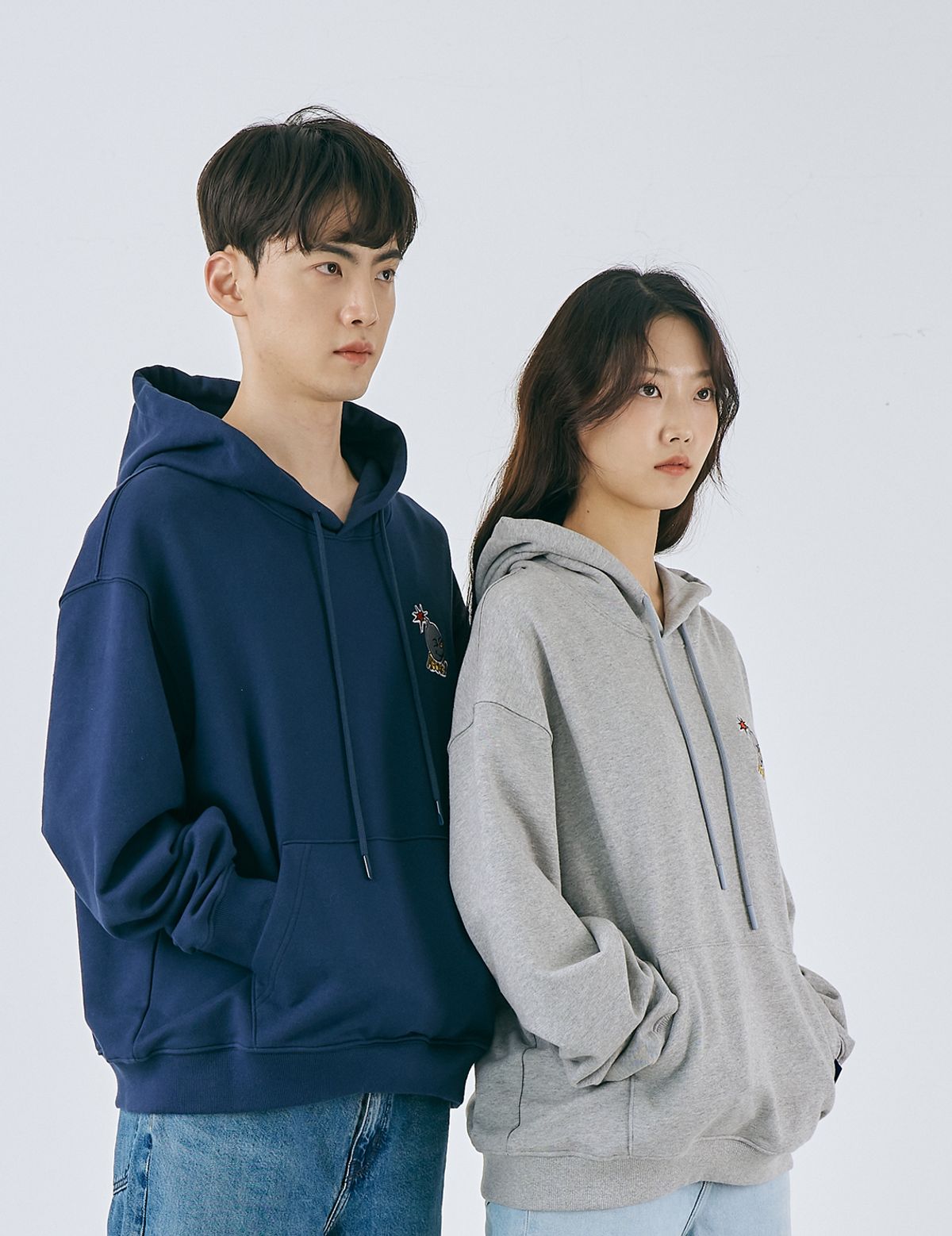 어텐션플러스(ATTENTIONPLUS) 남녀공용 오버핏 후드맨투맨