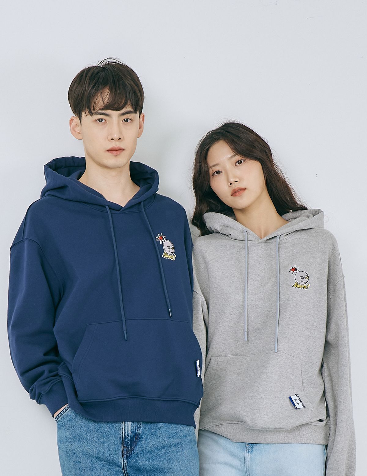 어텐션플러스(ATTENTIONPLUS) 남녀공용 오버핏 후드맨투맨