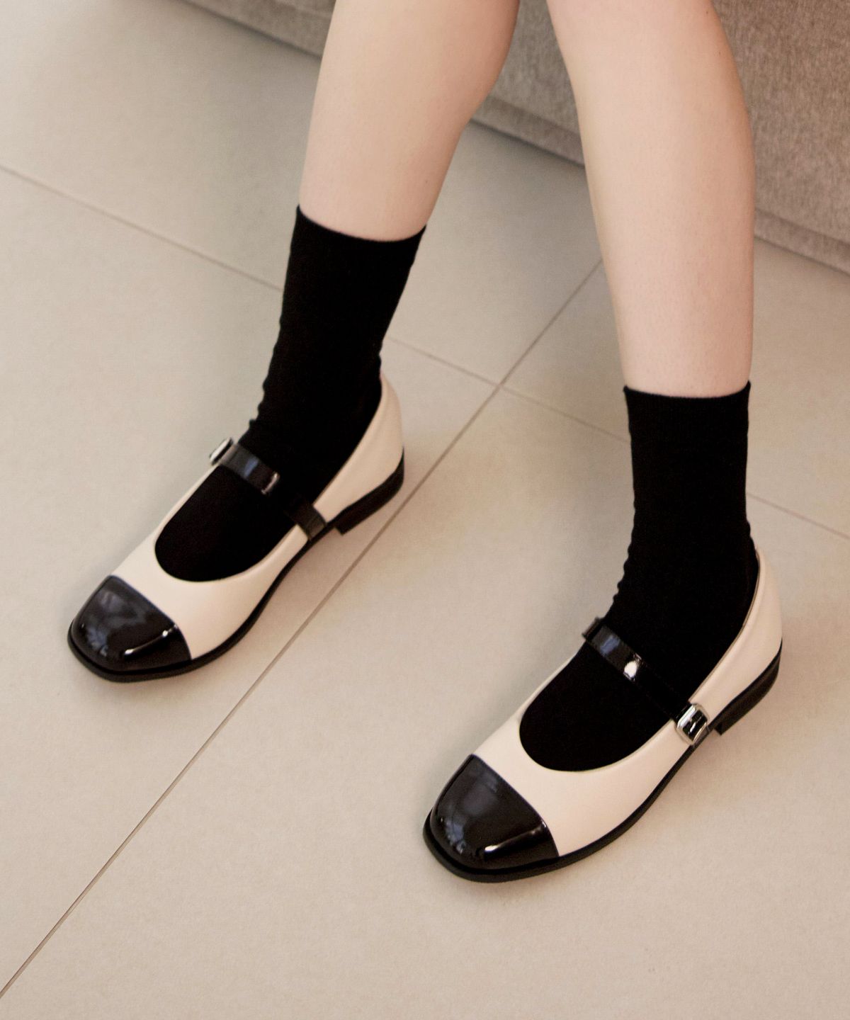 커스텀에이드 우먼(CUSTOMADE WOMAN) 2.5cm 투톤 메리제인 플랫 아이린(CW0062BI)