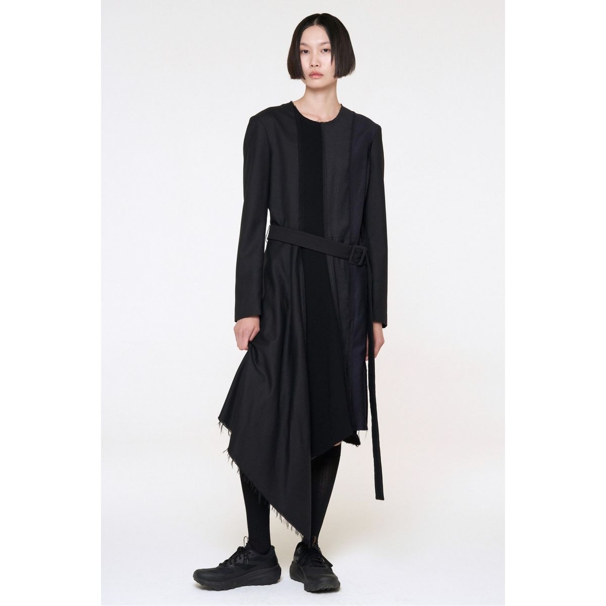 래코드(RECODE) Puzzle Asymmetry Round Neck Dress_RQDAS24543BKX