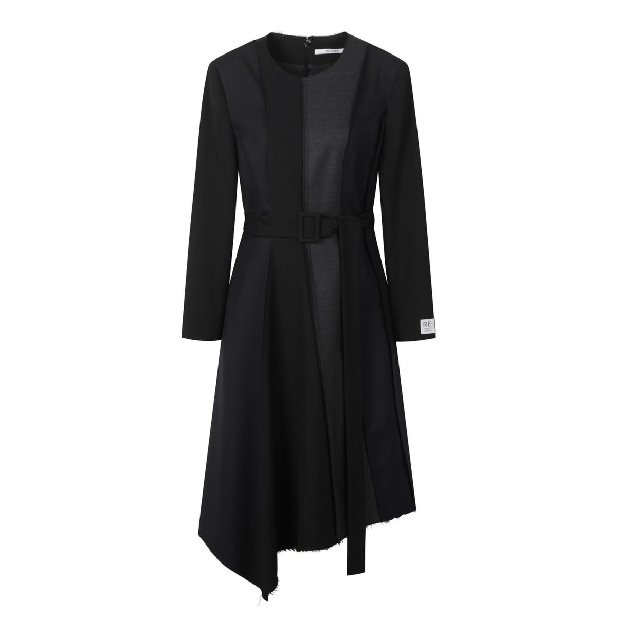 래코드(RECODE) Puzzle Asymmetry Round Neck Dress_RQDAS24543BKX