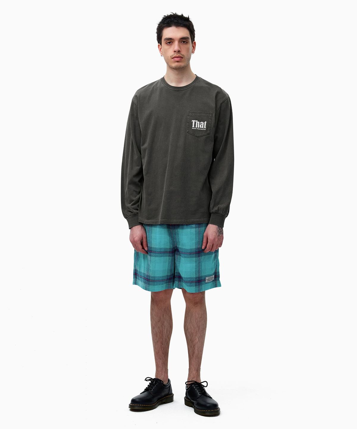 디스이즈네버댓(THISISNEVERTHAT) Belted Check short Green