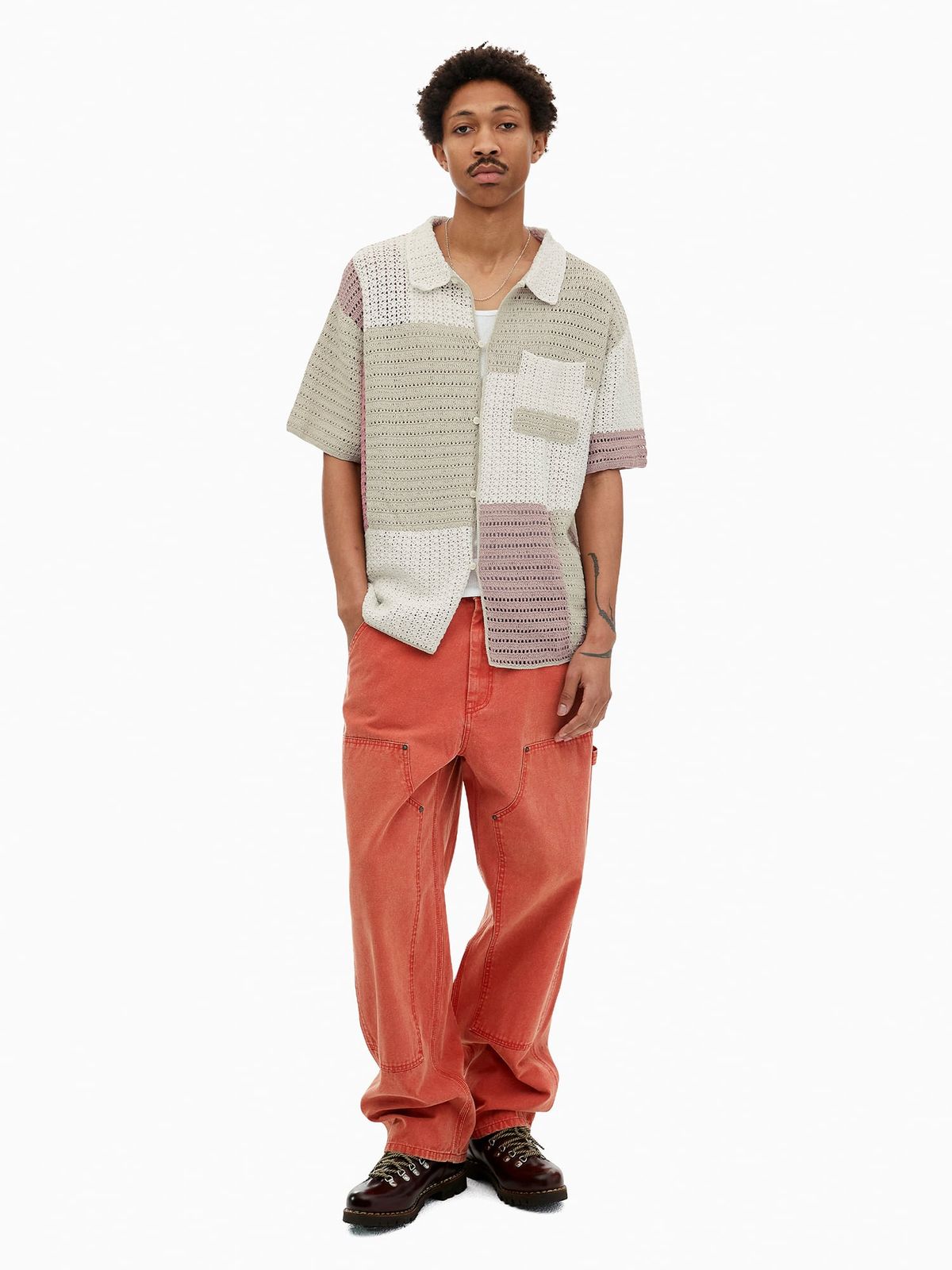 디스이즈네버댓(THISISNEVERTHAT) Block Crochet Knit S/S Shirt Ivory