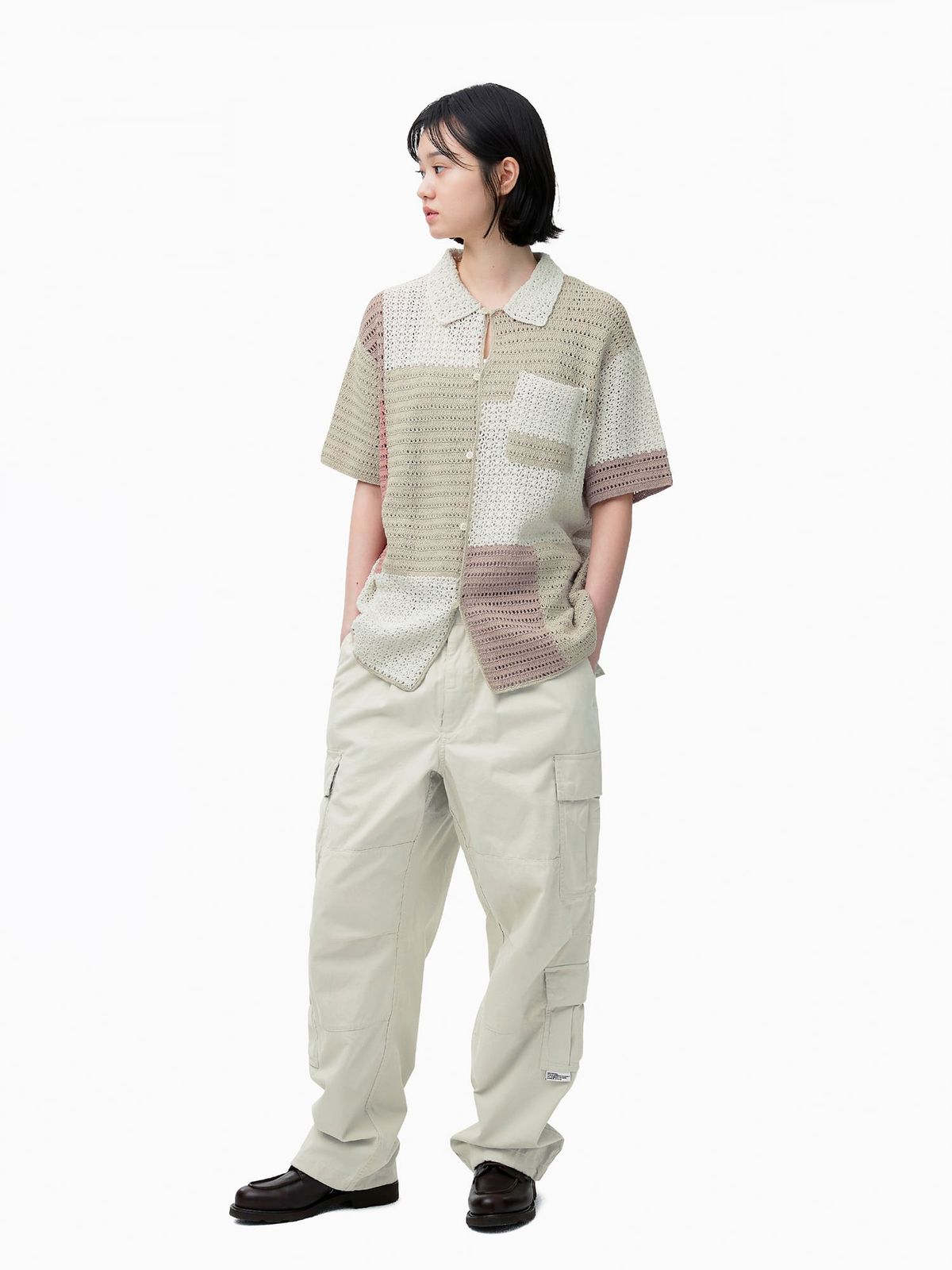 디스이즈네버댓(THISISNEVERTHAT) Block Crochet Knit S/S Shirt Ivory