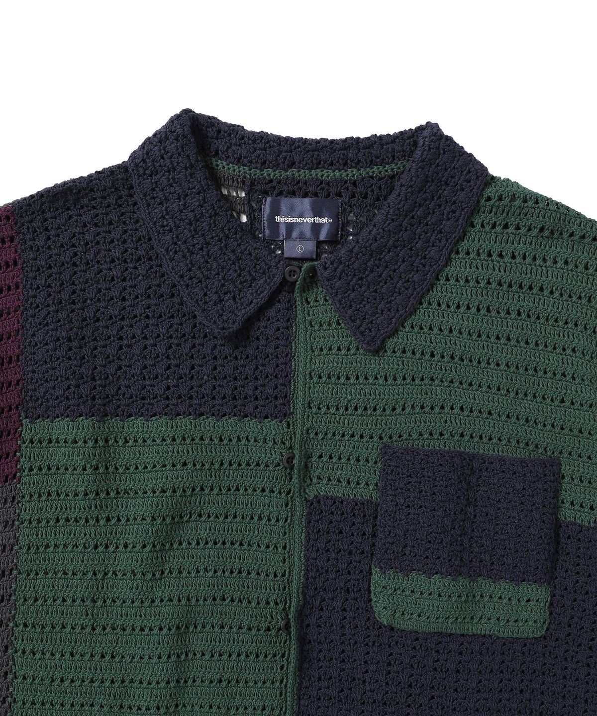 디스이즈네버댓(THISISNEVERTHAT) Block Crochet Knit S/S Shirt Navy