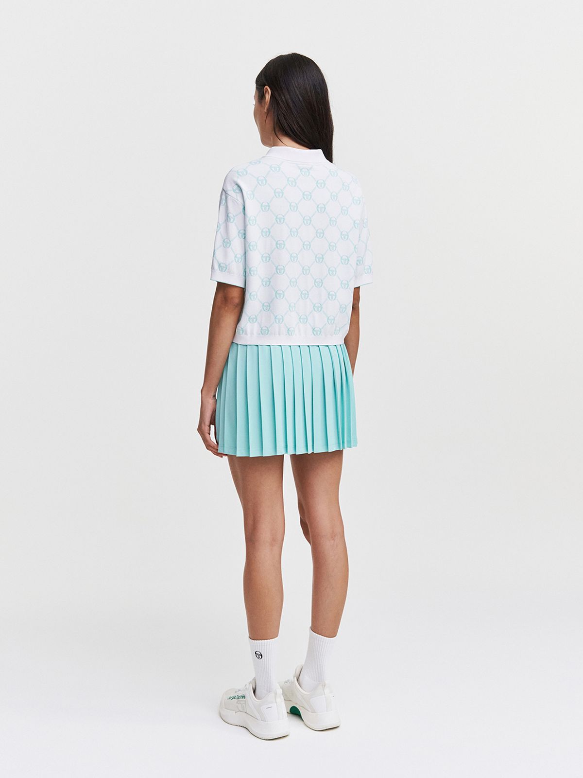 세르지오 타키니(SERGIO TACCHINI) W 데일리 모노그램 반팔 폴로 스웨터 (White)