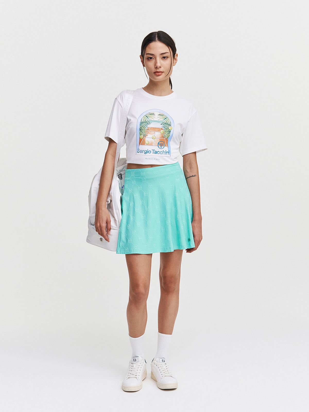 세르지오 타키니(SERGIO TACCHINI) W 데일리 모노그램 플레어 스커트 (L.Mint)