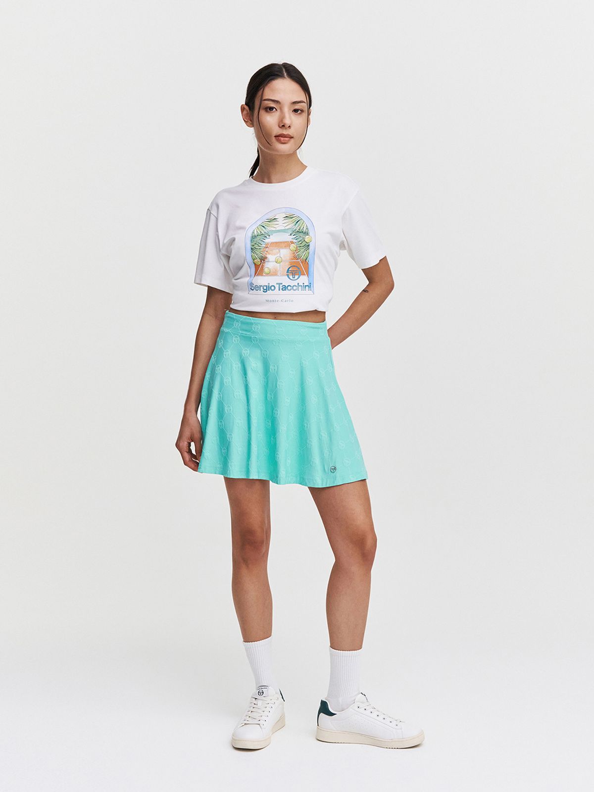 세르지오 타키니(SERGIO TACCHINI) W 데일리 모노그램 플레어 스커트 (L.Mint)