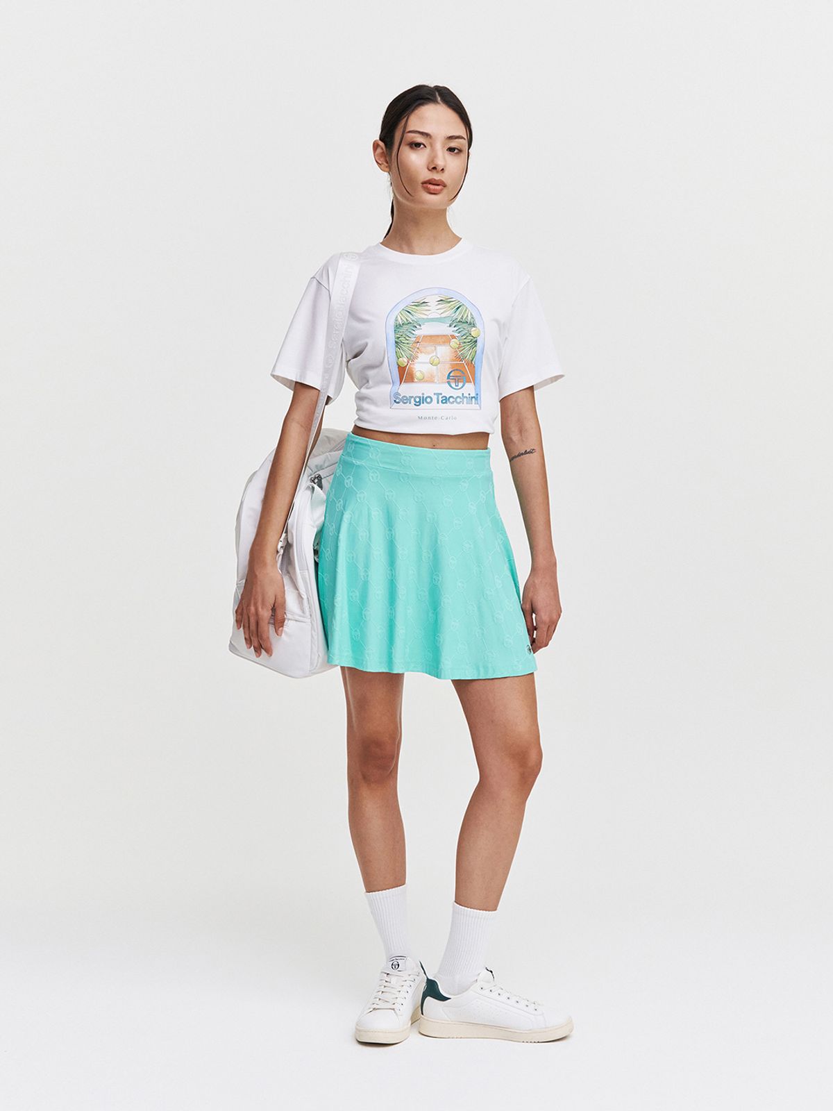 세르지오 타키니(SERGIO TACCHINI) W 데일리 모노그램 플레어 스커트 (L.Mint)