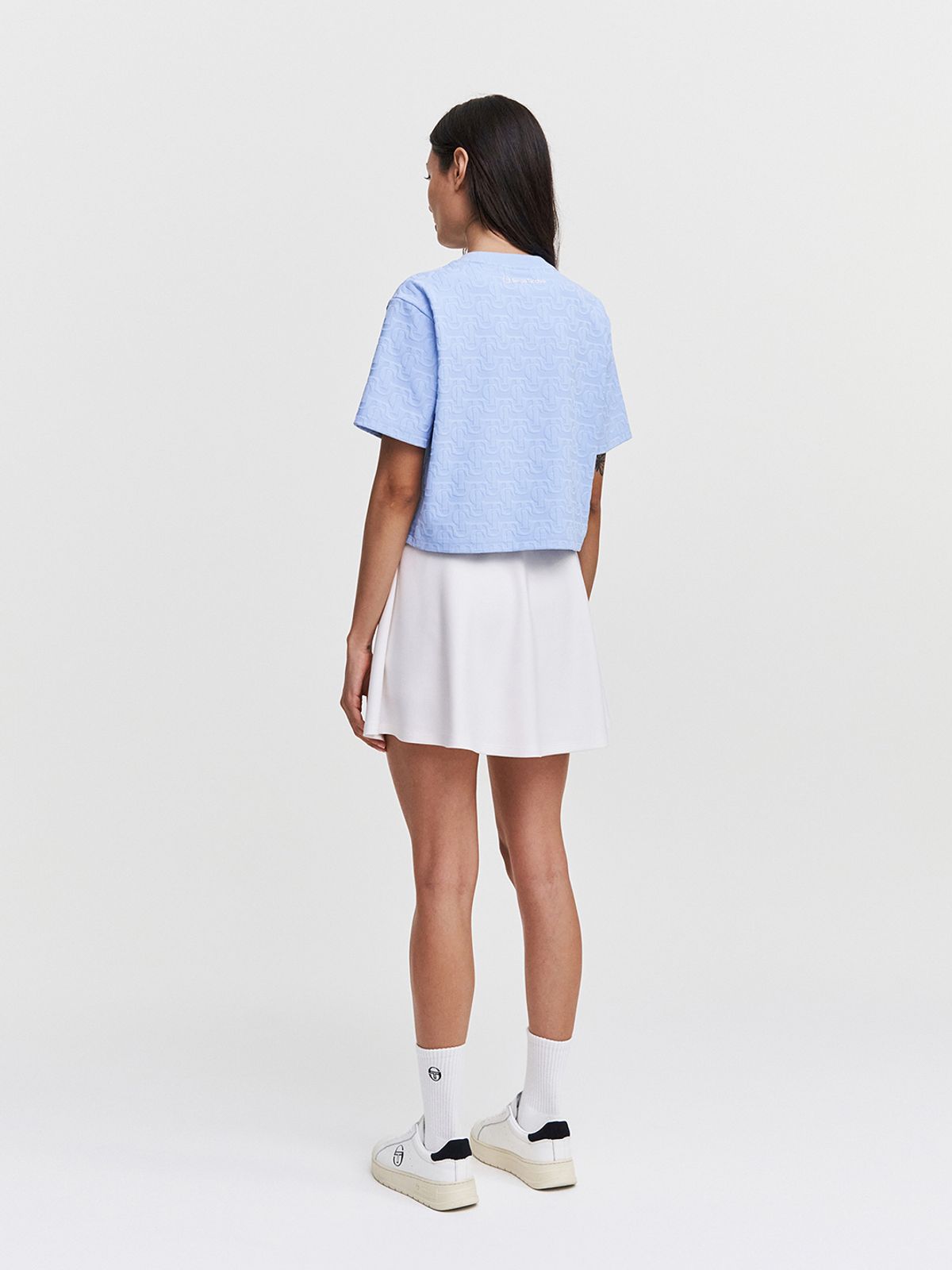 세르지오 타키니(SERGIO TACCHINI) W 데일리 ST 자카드 반팔 크롭 티셔츠 (L.Blue)
