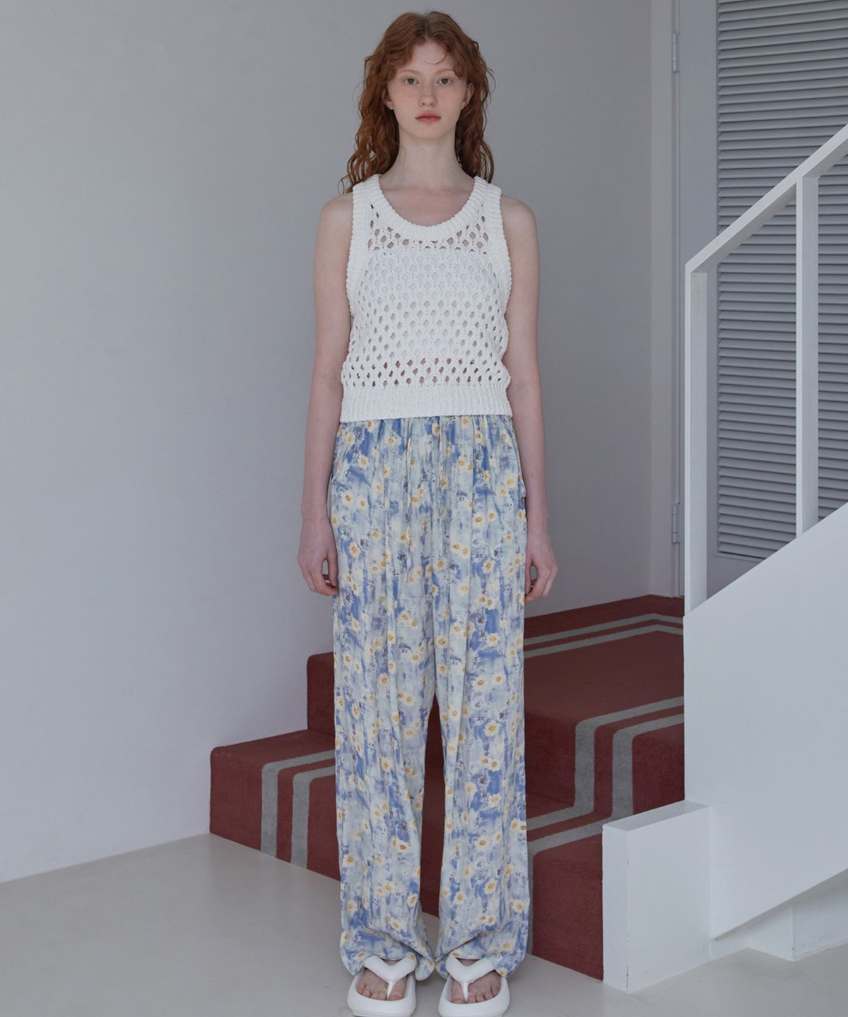 쎄미(SSEMI) FLOWER BANDING PANTS(BL)