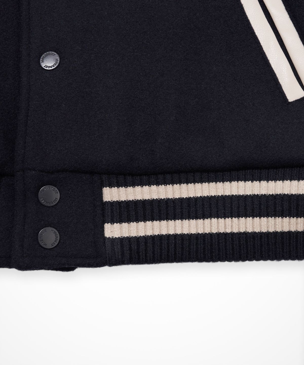 하이퍼리트(HYPERREET) CASHMERE FUR VARSITY JACKET [ DARK NAVY ]