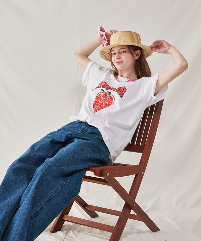 ★2024SS新作★RONRON★RASPBERRY BASIC FIT T SHIRT WHITE RASPBERRY BASIC FIT T SHIRT WHITE - RONRON 론론