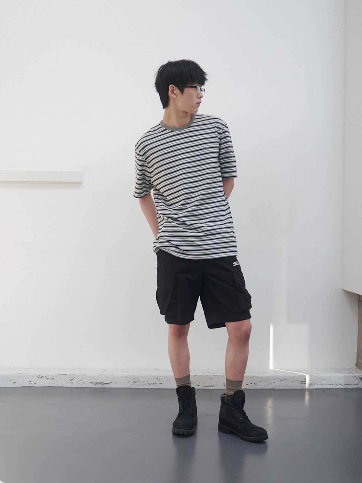 기준 맨(KIJUN MEN) Logo Cargo Shorts Black