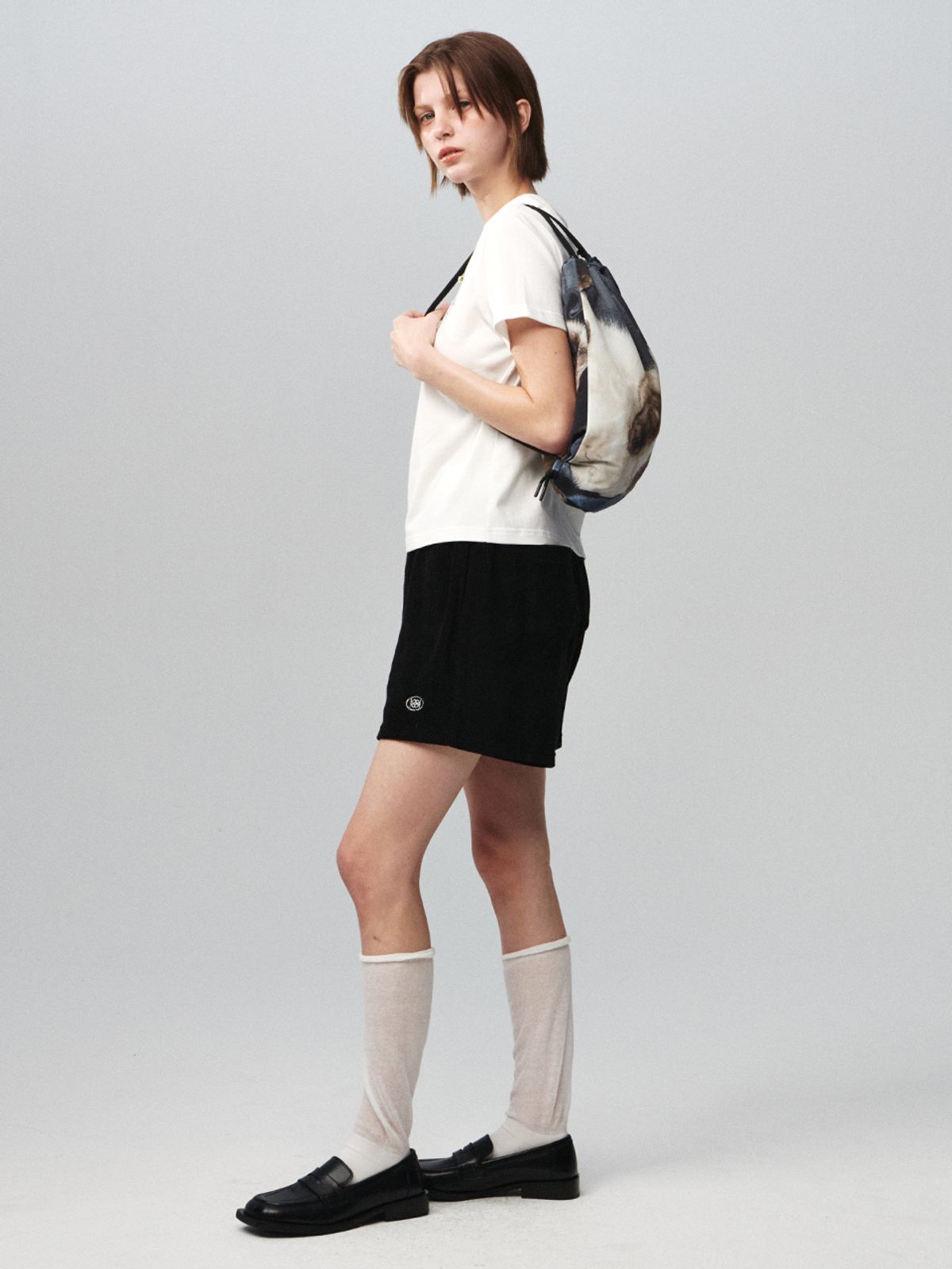 기준(KIJUN) Drawstring Sport Bag Cat Print