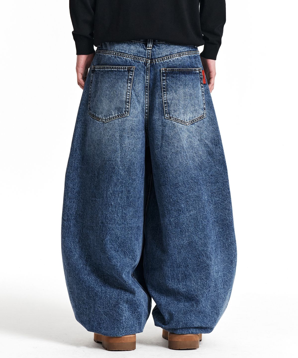 기철(KICHUL) BALLOON FIT DENIM PANTS (INDIGO GREEN WASHED)
