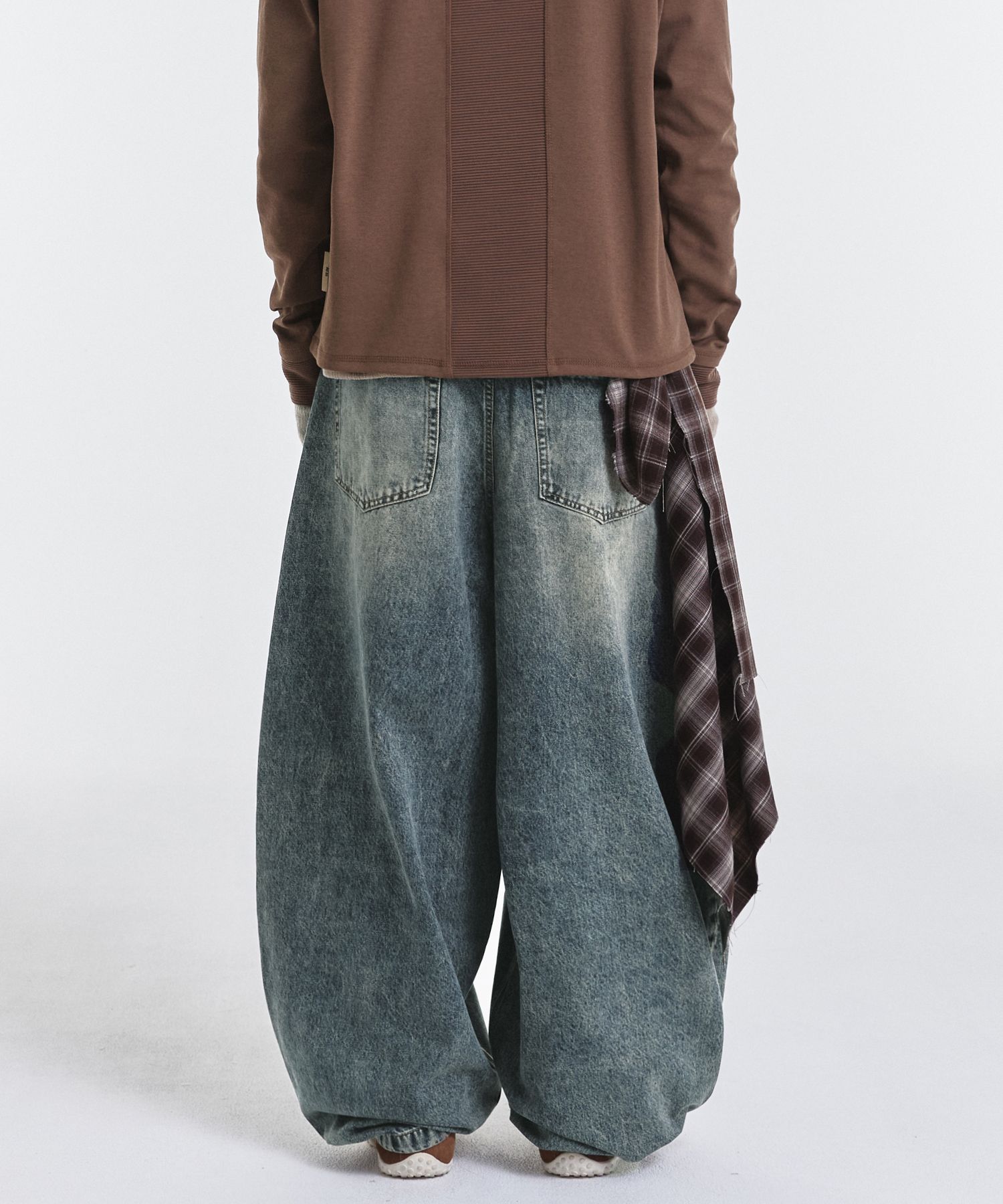 BAON】Ankito Incision Balloon Wash Denim Pants