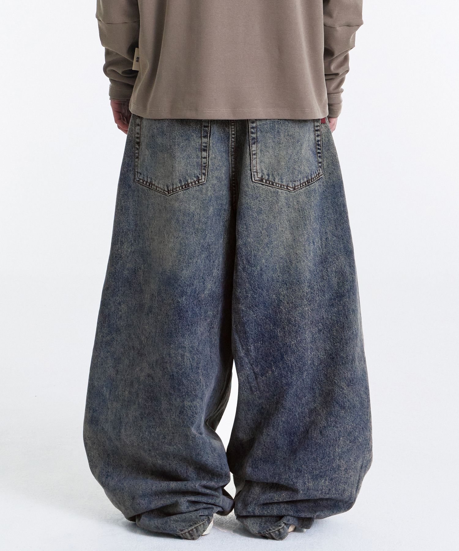 기철(KICHUL) BALLOON FIT DENIM PANTS (BROWN TIN WASHED) - 사이즈